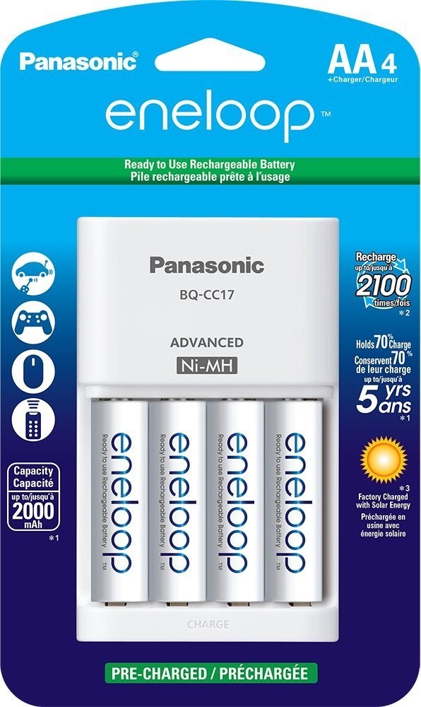 Panasonic Eneloop AA NiMH Charger with 4 AA Batteries