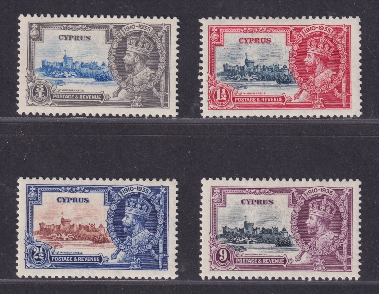 Cyprus Scott 136-139 VF MH 1935 George V Silver Jubilee Omnibus Issue SCV $39.75