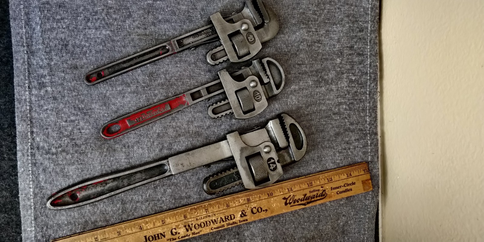 3 vintage German Made Pipe Wrenches