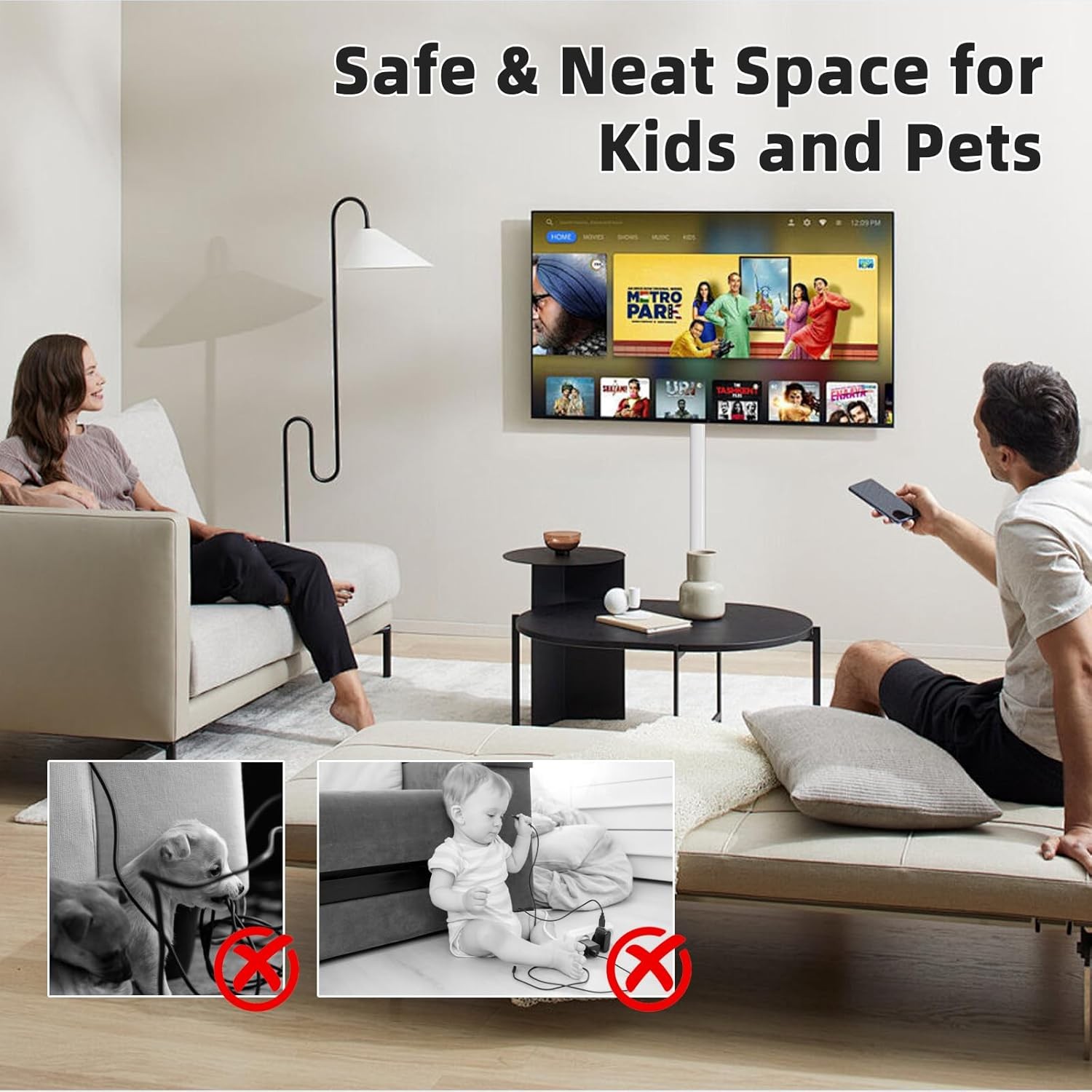 39”-197'' Cord Hider for Wall Mounted TV Adhesive One-Cord Cable Hider for Wall