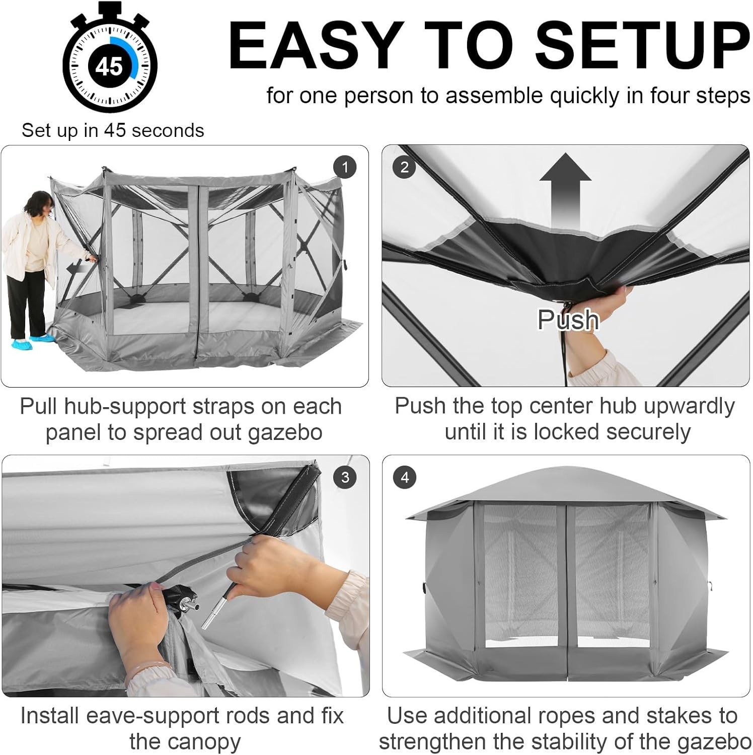 12'x12' Pop up Gazebo Screen Tent Starry Sky Sunshade Screen House for Camping