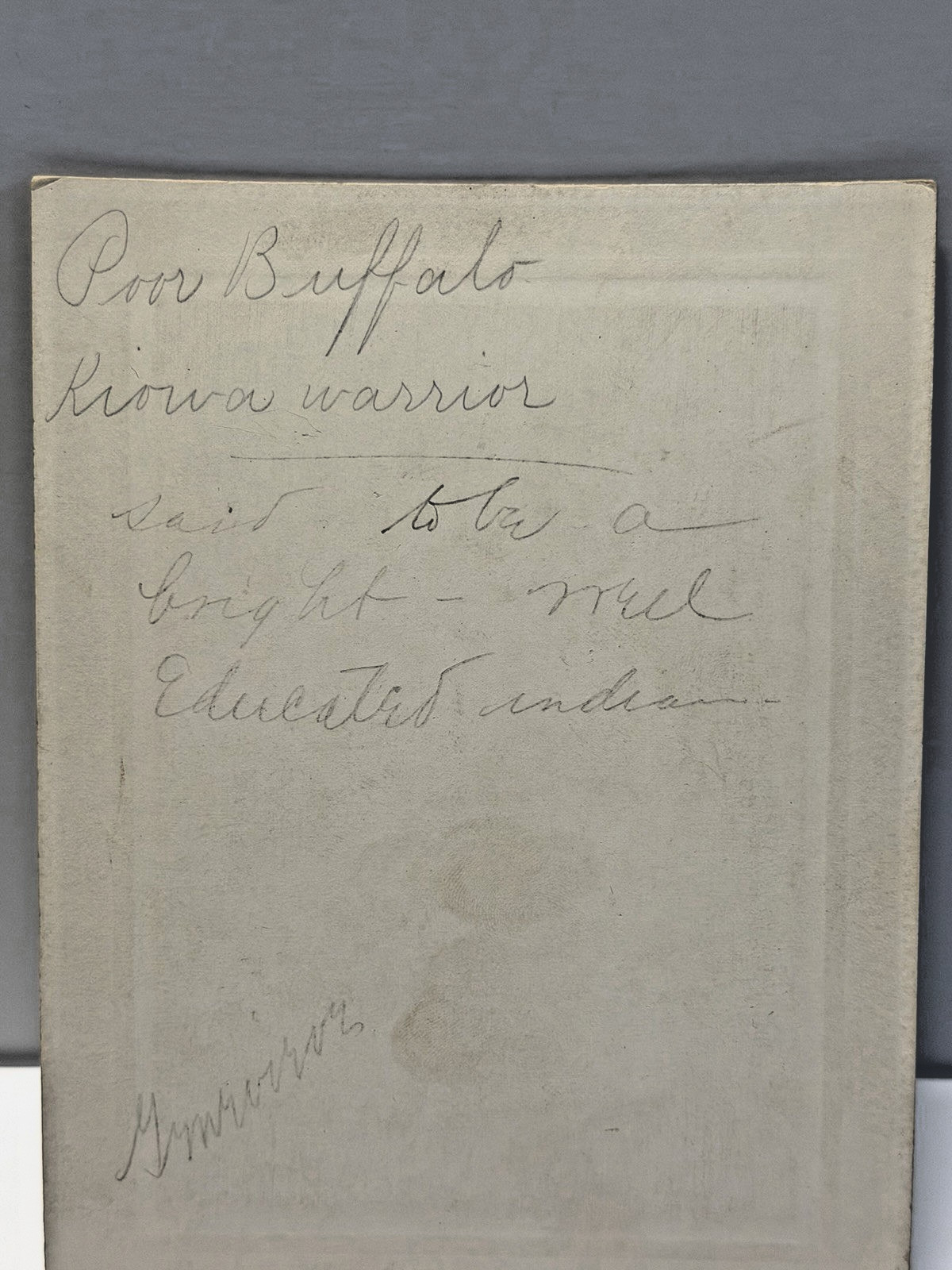 Native American Indian Warrior Photograph Titled: "Kiowa Brave"; "Poor Buffalo"