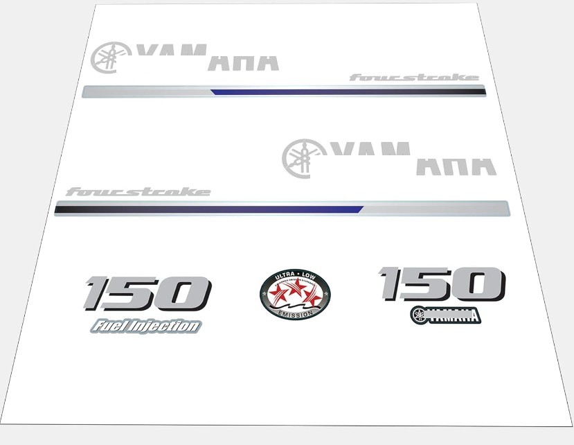 Yamaha 150 HP 4-Stroke Outboards Decals Sticker Kit Top Cowl Cove Reproduction