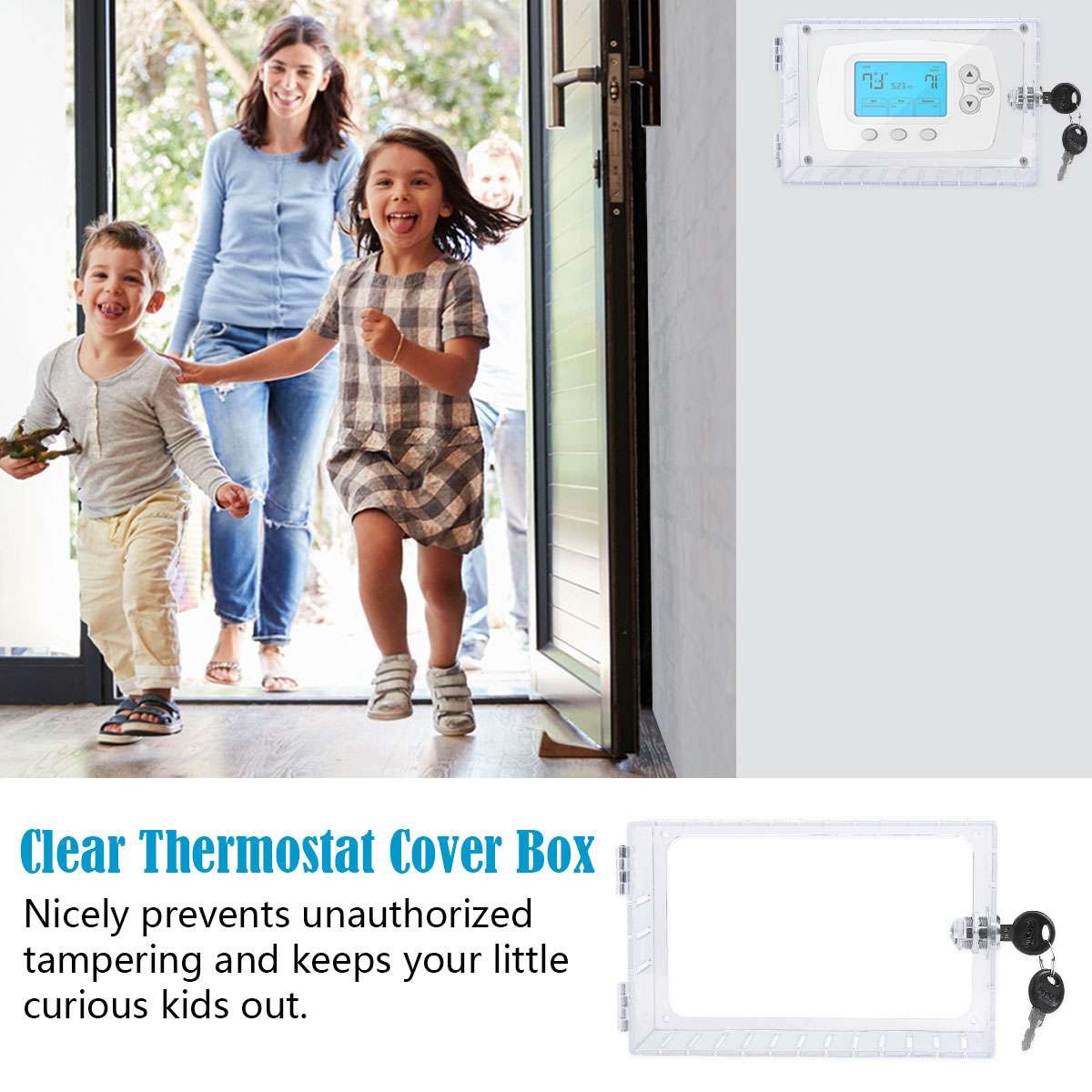 Thermostat Lock Box with 2 Keys Transparent Protective Cover Acrylic Guard Box
