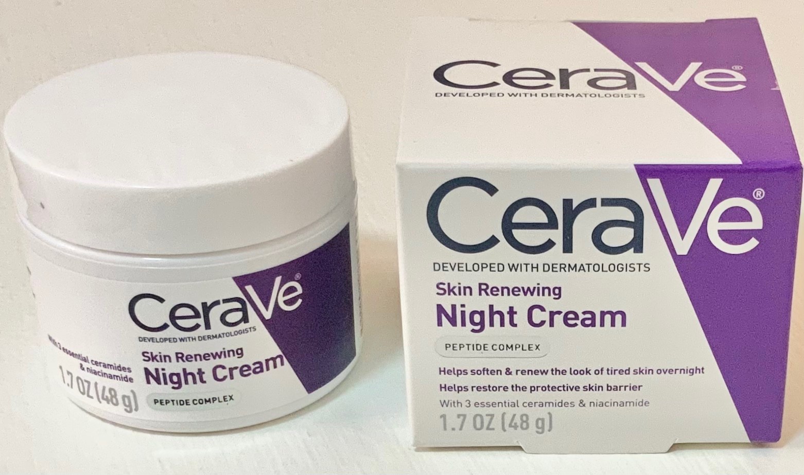 CeraVe SKIN RENEWING Face Night Cream w/ Peptide Complex. Hyaluronic Acid