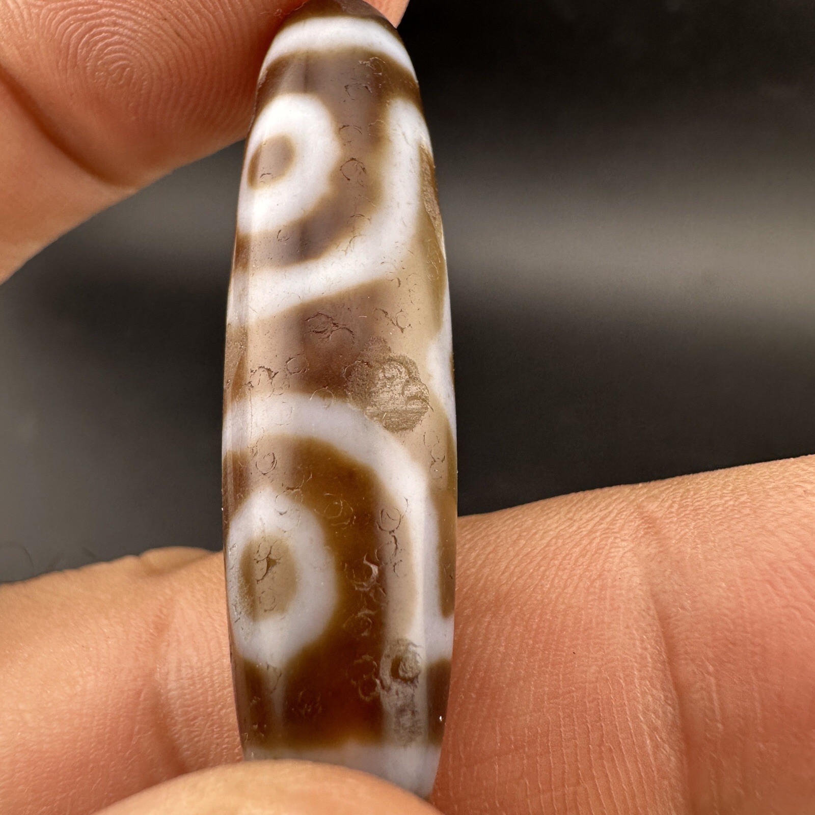 Rare Himalayan Tibetan 3 Eyes Agate Dzi Bead Amulet Rare