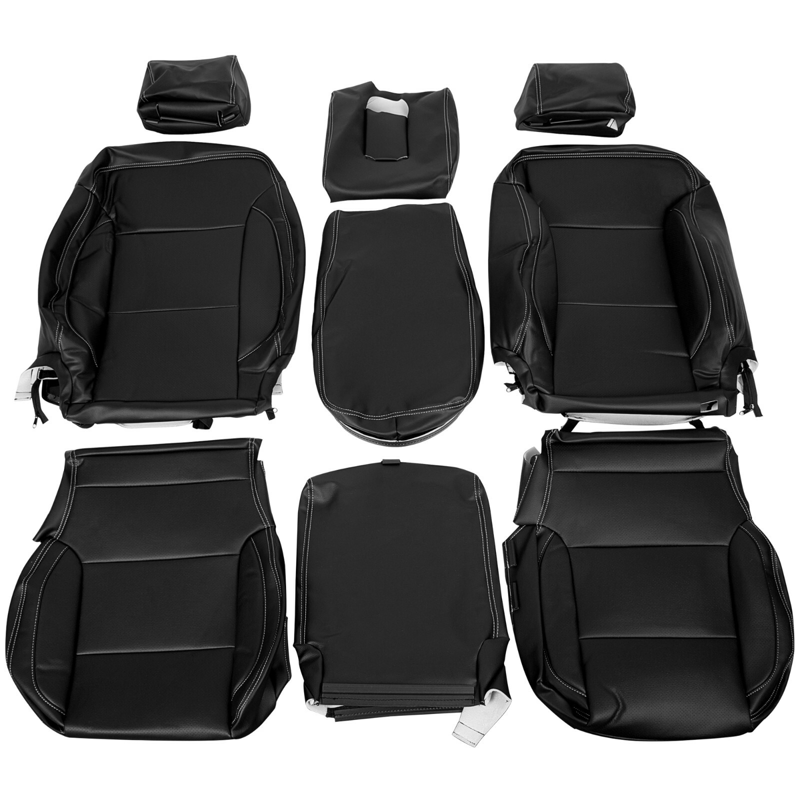 HECASA Complete Set Seat Covers For 14-18 Chevy Silverado LT DOUBLE Cab