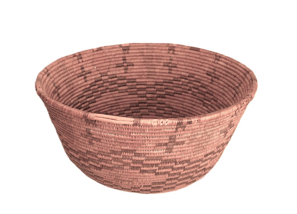 Apache Bowl Basket ca. 1920 6.875" H x 14.375" D Hand Coiled Large Bowl