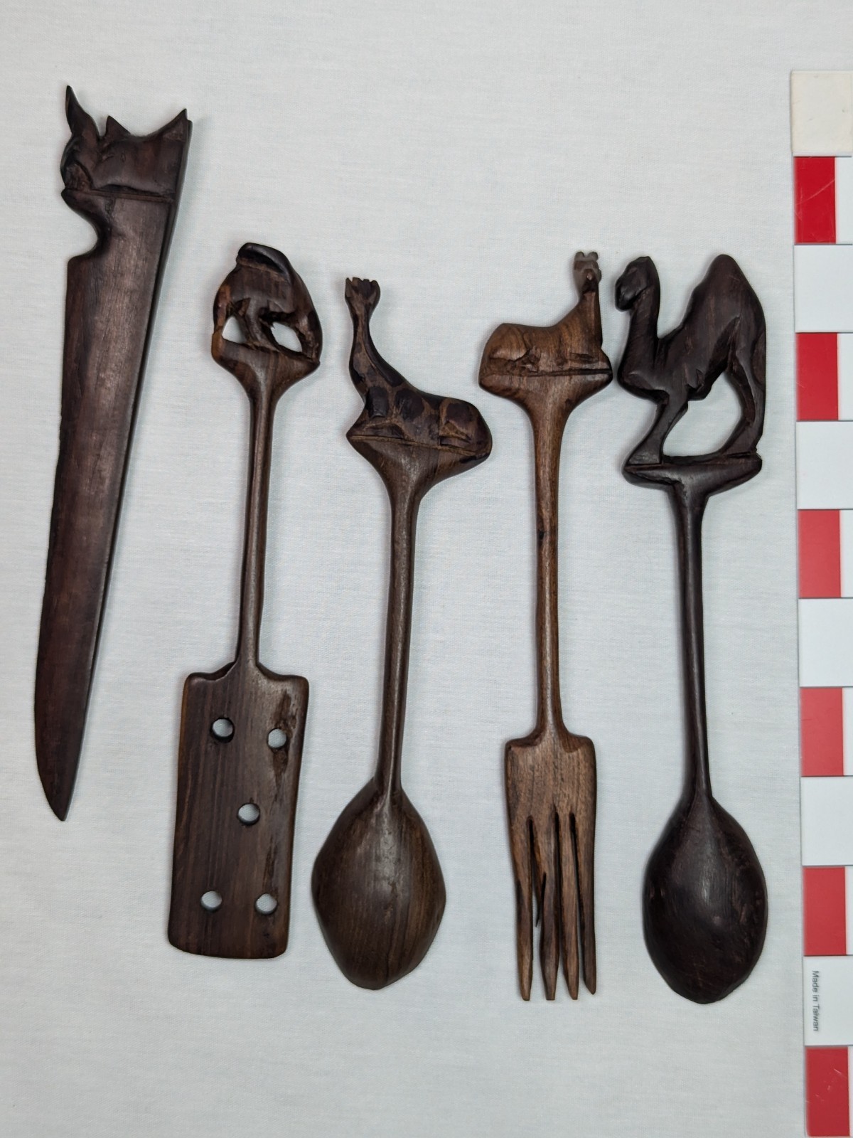 African Hand Made Carved Wooded Elephant Divided Bowl & Animal Serving Utensils