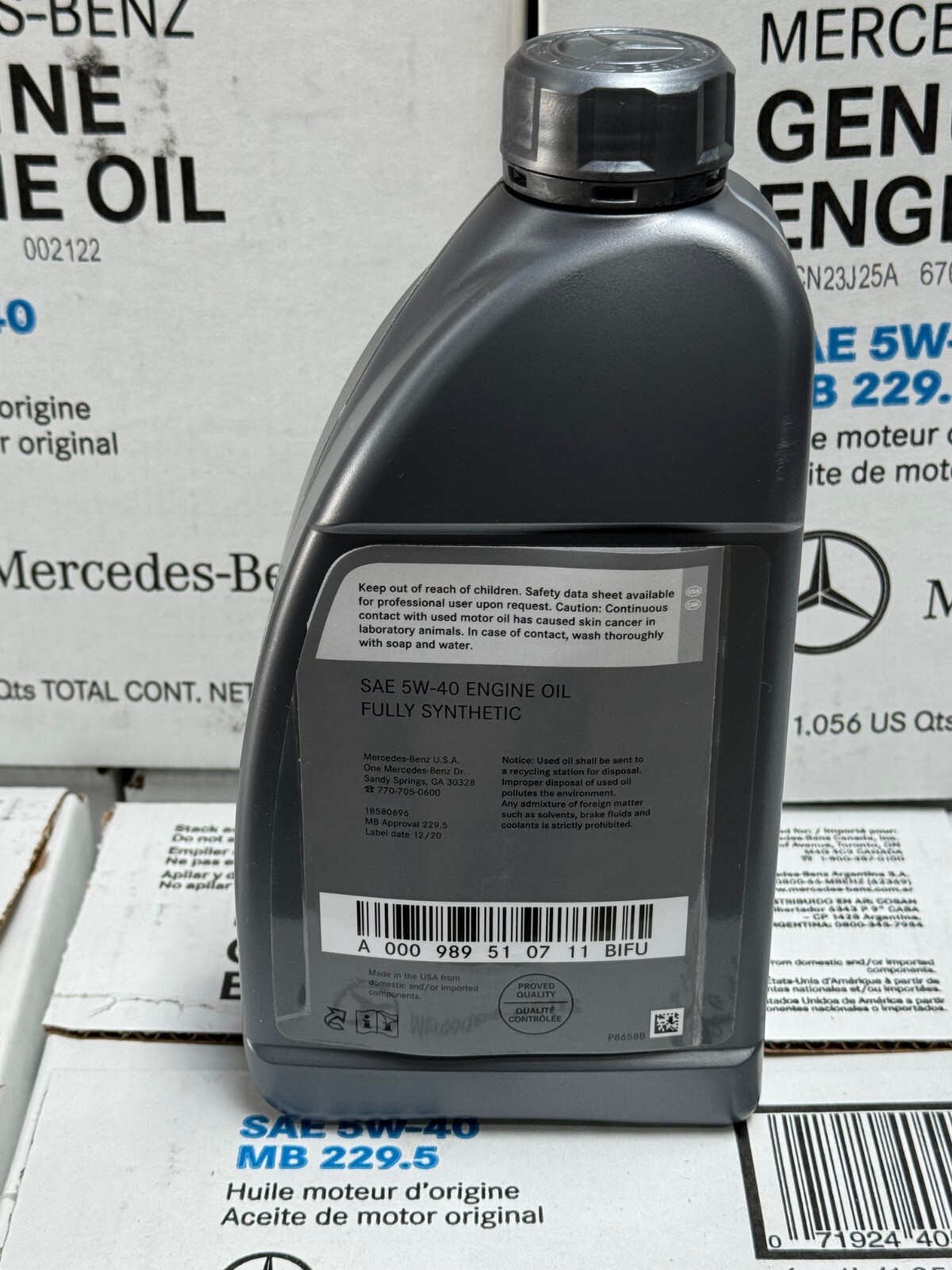 Genuine Mercedes-Benz Engine Oil 5W-40 Synthetic 1L 1.056 Quart 229.5 Certified