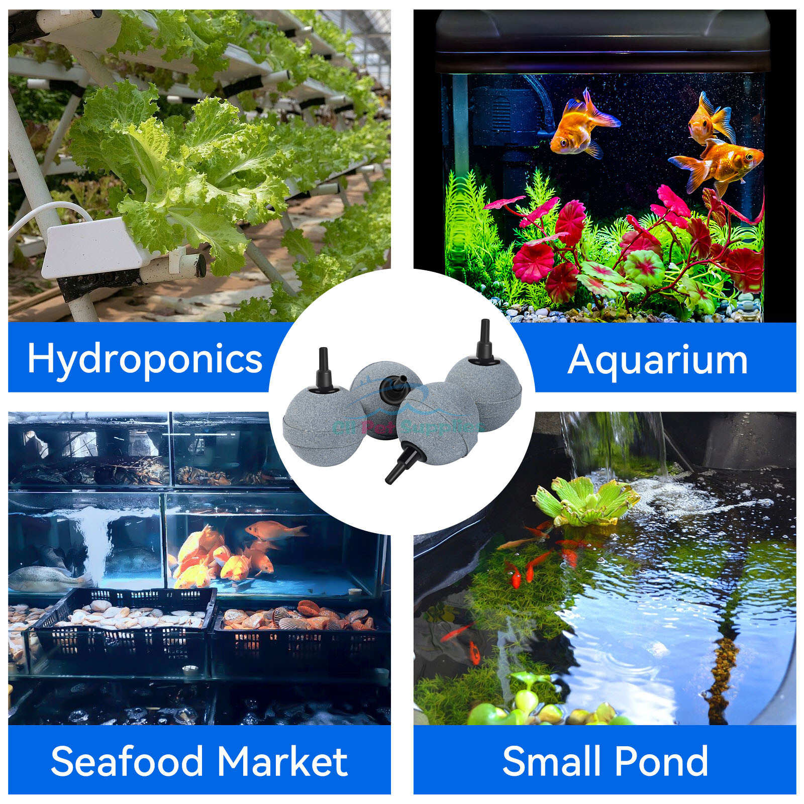 Air Stones 2" Long Lasting Aerator Diffuser for Aquarium Hydroponics and Ponds