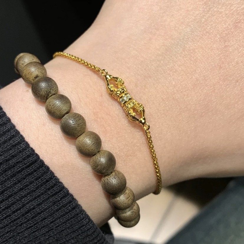 14K Yellow Gold Vintage Style Golden Bracelet Luxury Couple Jewelry