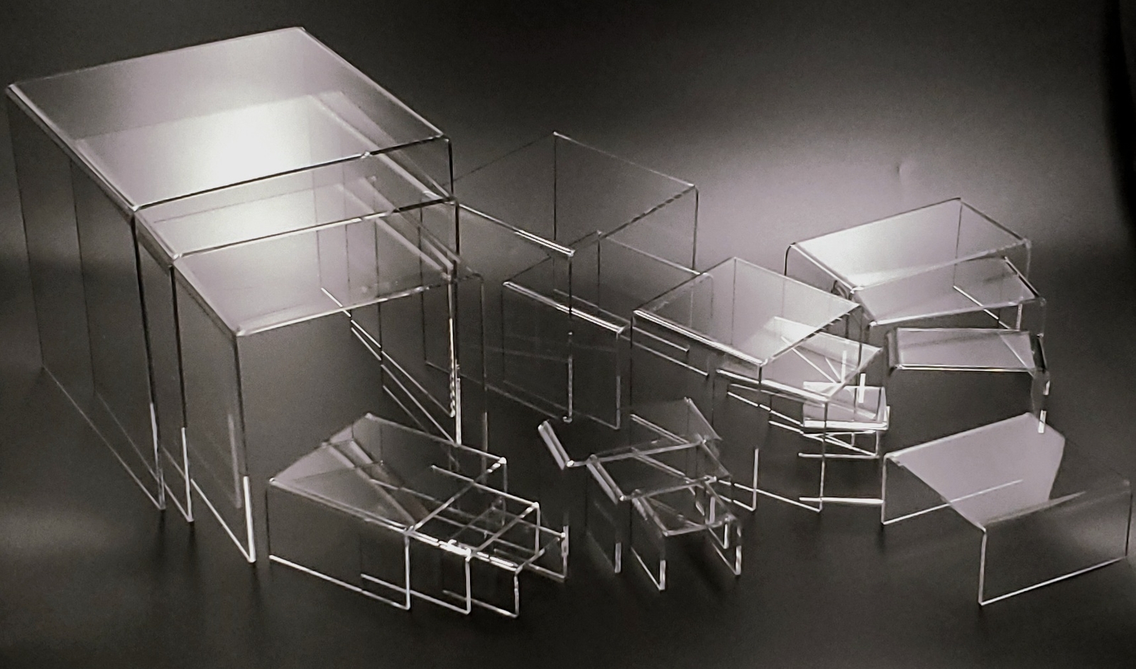 T'z Tagz Any 3-Inch-Deep Clear Acrylic Riser Display Stands New 2 Pack Variation