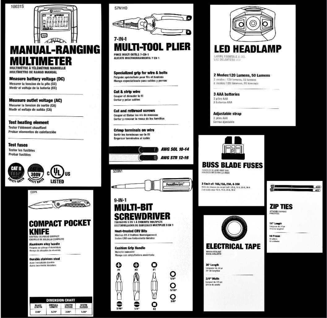 Southwire Electrical Maintenance Tool Kit Gift Set: Multimeter,fuses,lamp & More