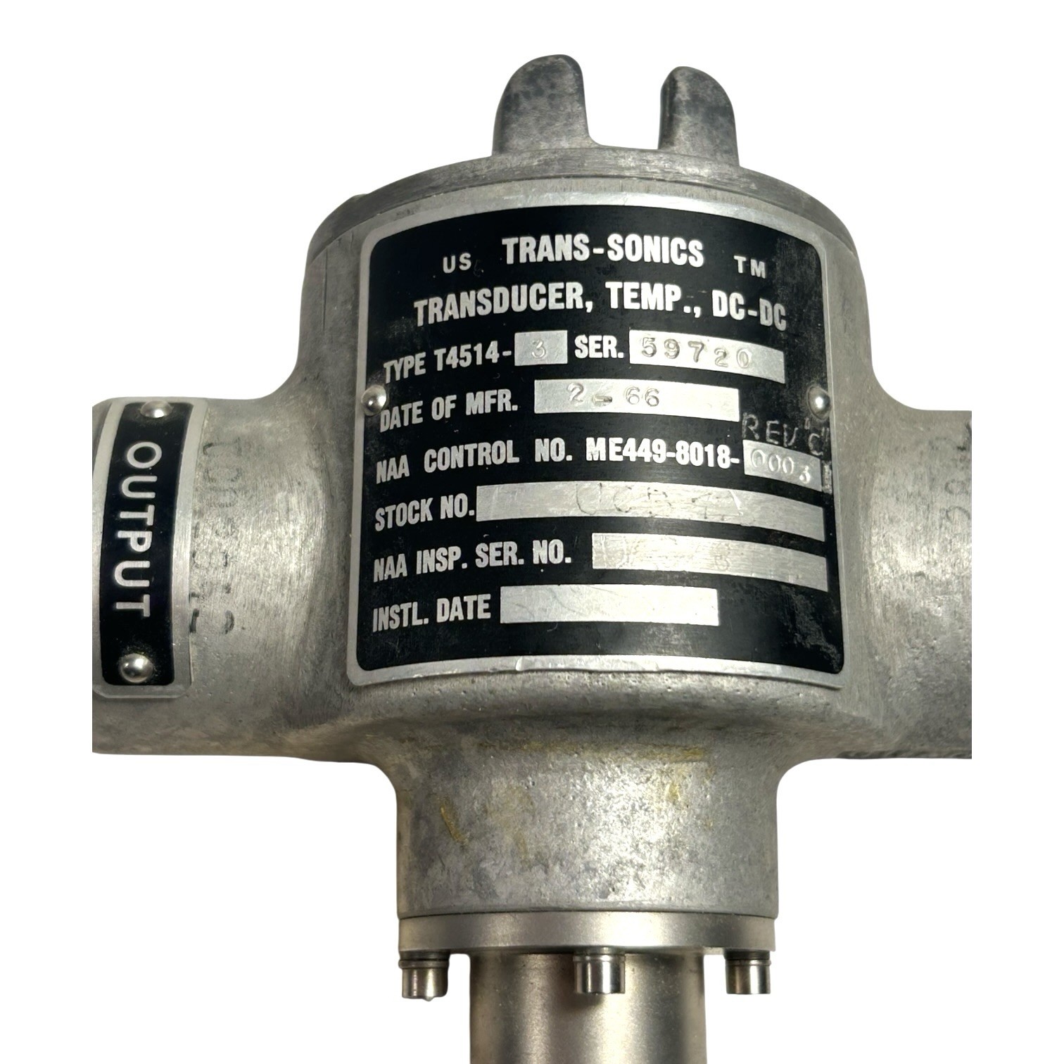 Vintage NASA Authentic Apollo Command Module Pressure Transducer