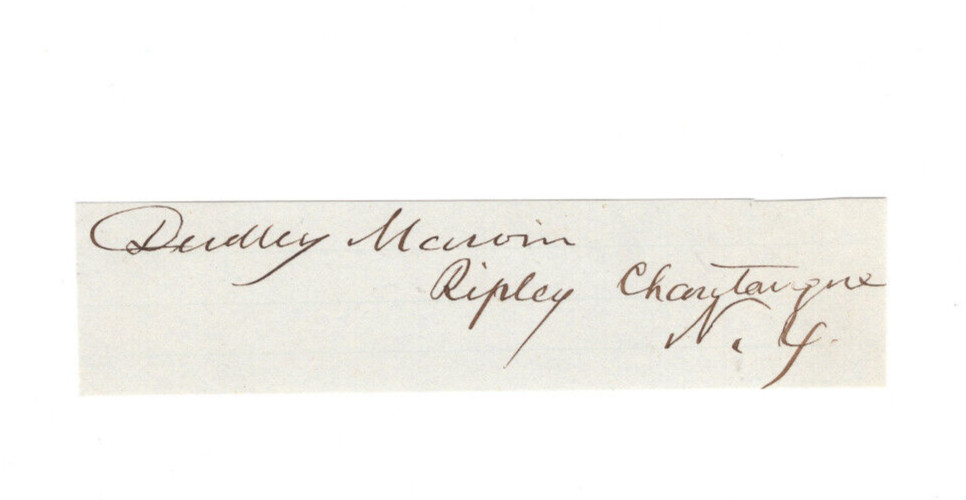 Dudley Marvin (1786-1856) Signed Clip /Autographed U.S. Congress New York