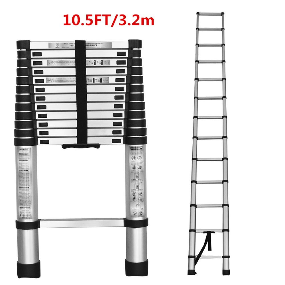 Telescoping Ladder Extension Ladders Folding Non-Slip Aluminum 10.5/12.5/14.5FT