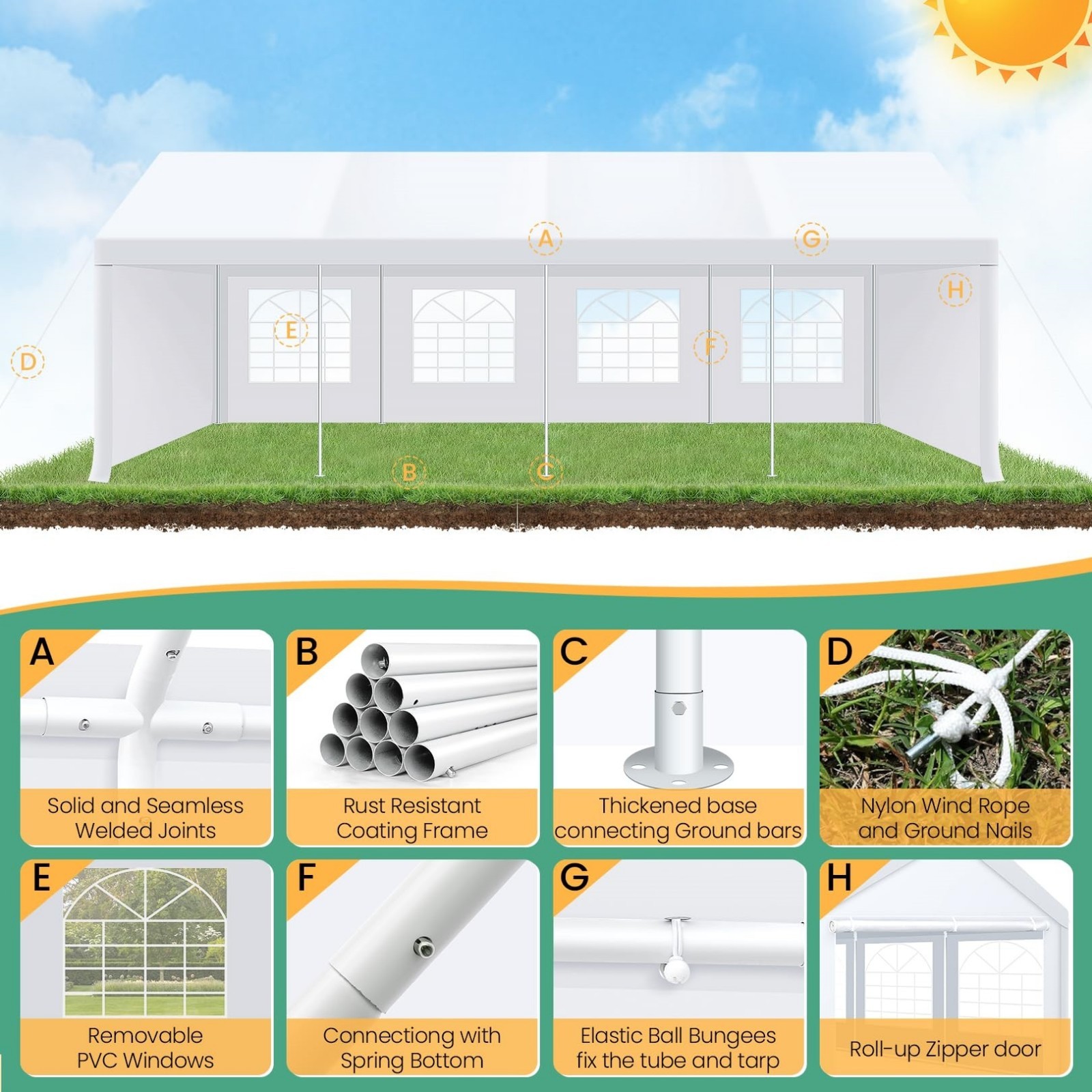 20x40ft Carport Heavy Duty Party Tent Waterproof Event Shelter Wedding Canopy