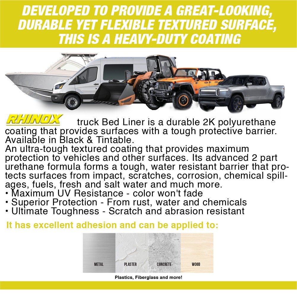 Rhinox Black 1 Gallon Urethane Spray-On Truck Bed Liner Kit with Spray Gun