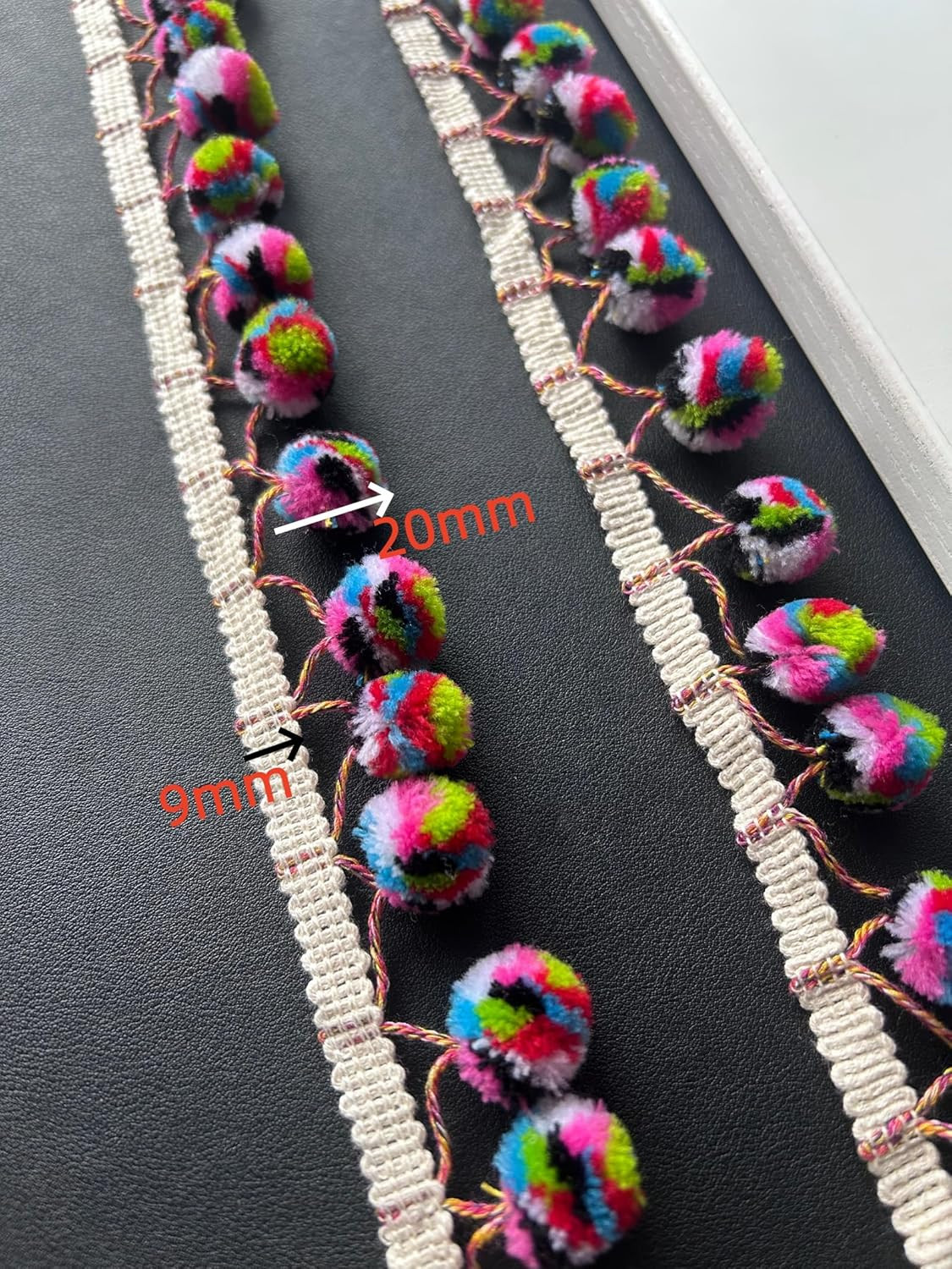 Decorative 3 Yards 20Mm Wide Pom Pom Ball Fringe Trim Ribbon Trim Fringe Tassel