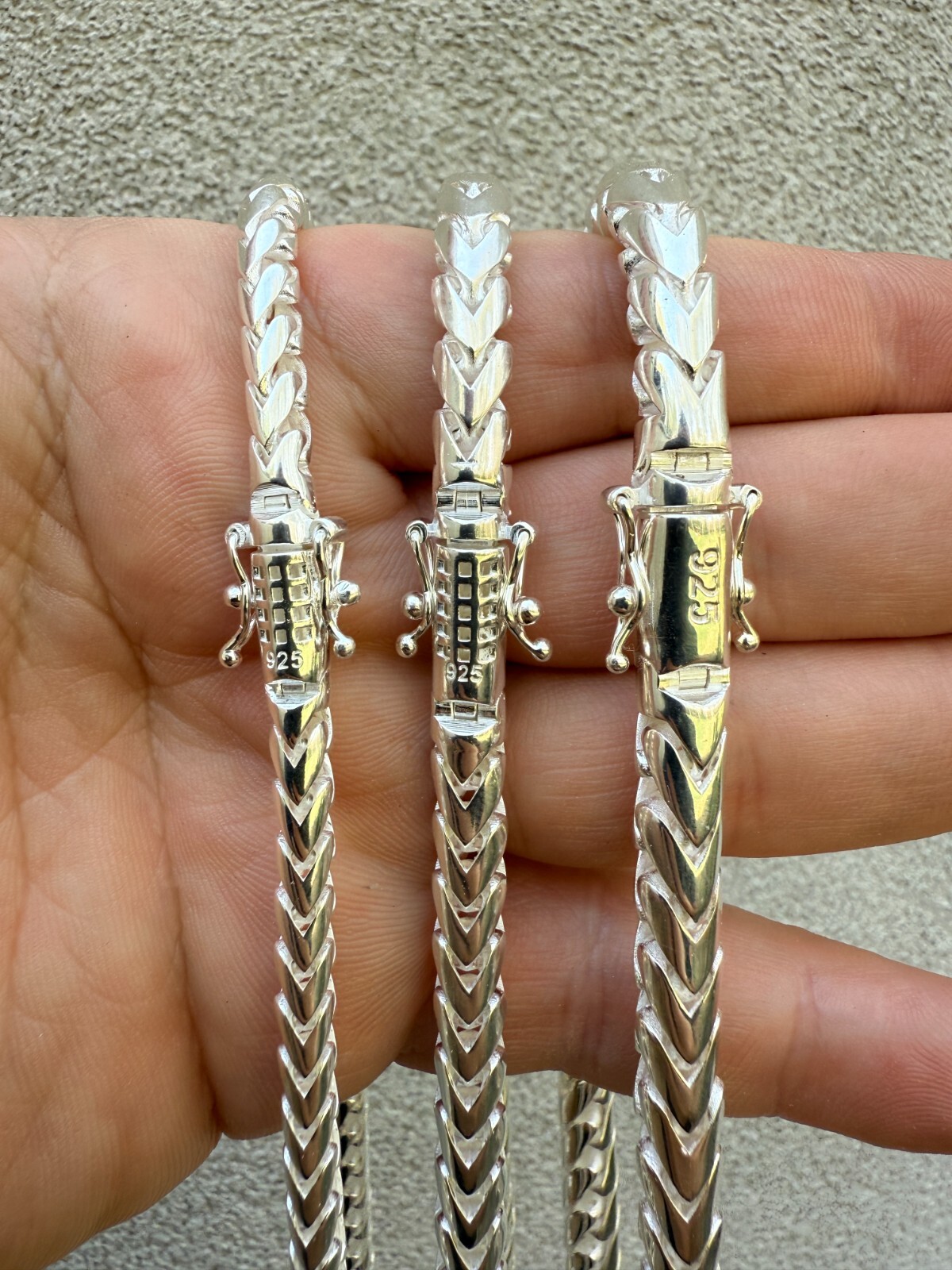 Real 925 Silver Round Franco Chain Or Bracelet 5-7mm Handmade W. Box Clasp