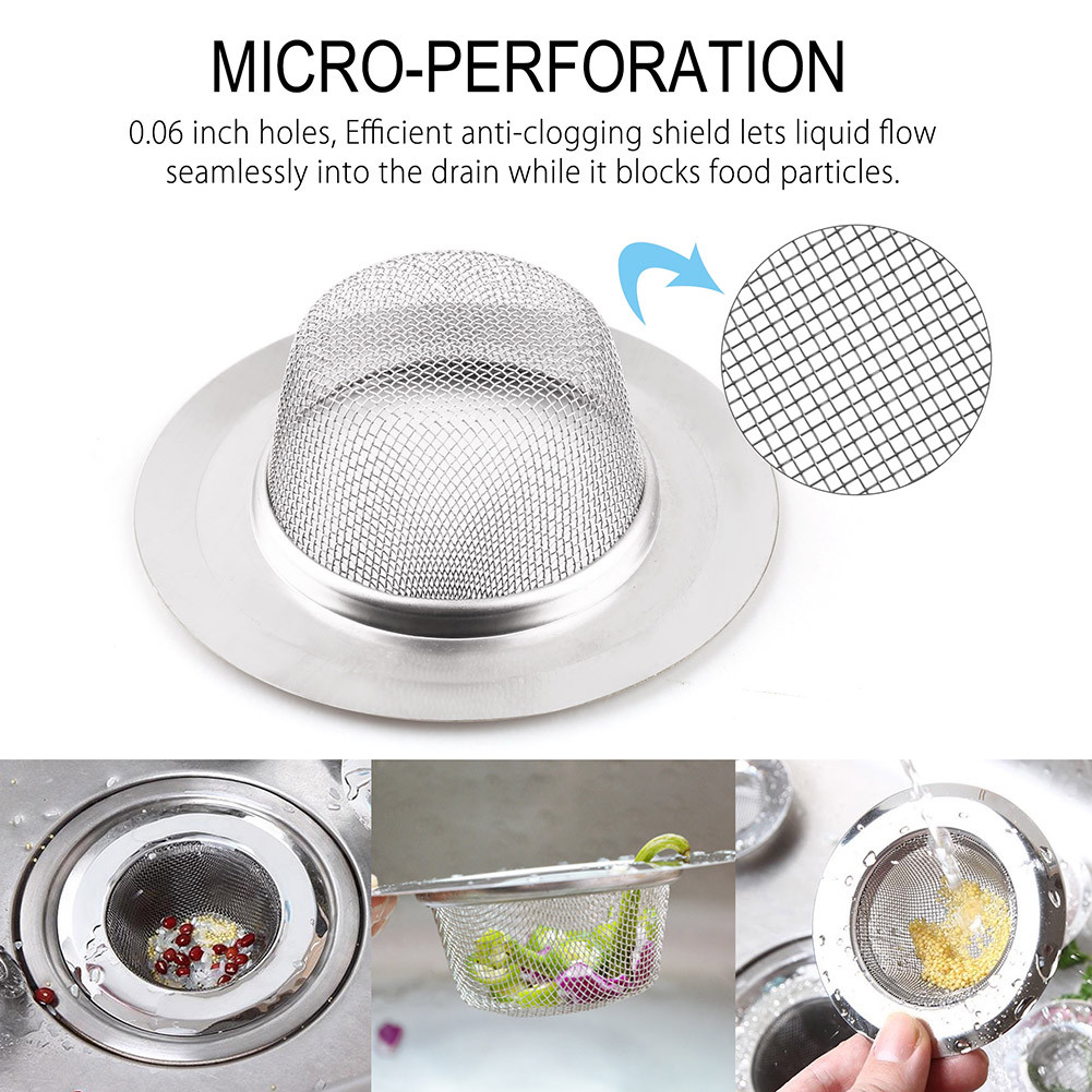 Kitchen Sink Strainer Large Wide Rim 4.5" Stainless Steel Mesh Drain Filter