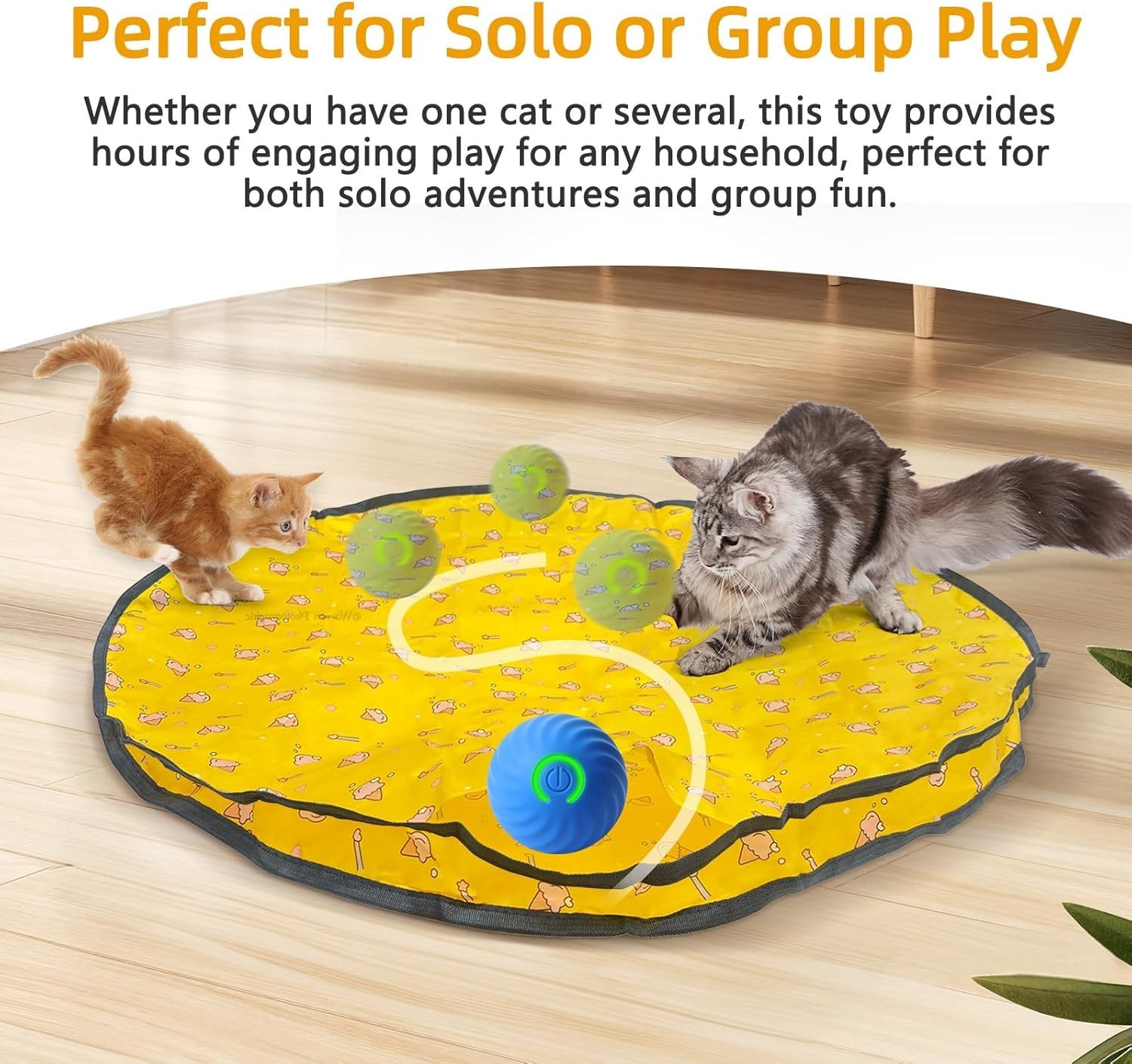 Interactive Cat Toy for Cats Kitten, Automatic Moving Ball in 28 Inch Play Mat