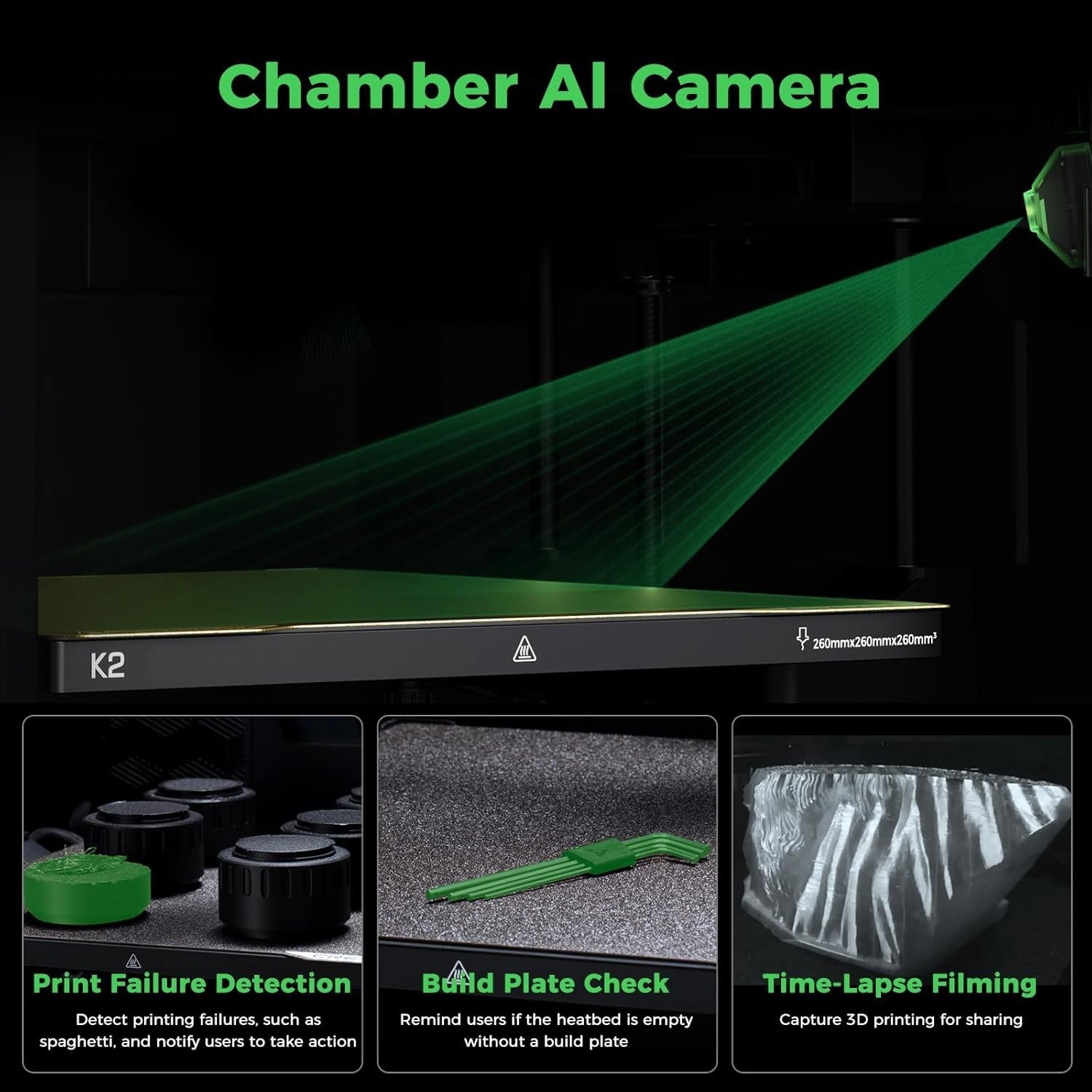 🔥On Sale！Creality K2 Combo 3D Printer 600mm/s Speed 260*260*260mm Printing Size