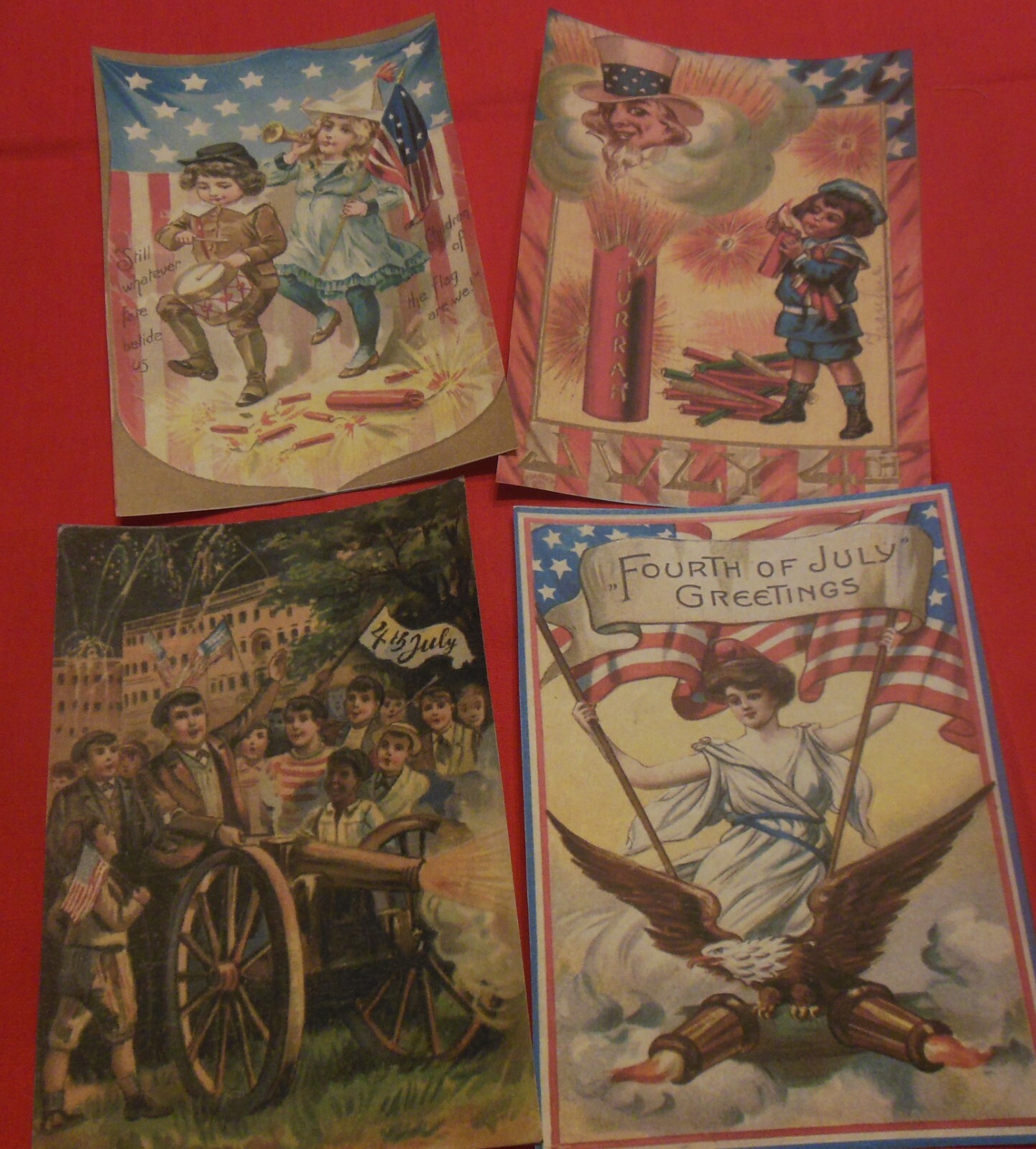 Set of 16 LARGE 4th of July vintage patriotic Set # 2 old postcard images