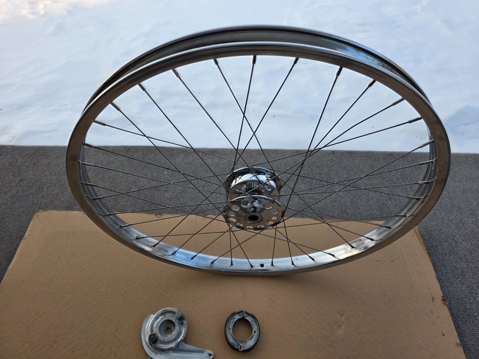 26" SCHWINN S-2 CHROME WHEEL SET W/ FRONT DRUM BRAKE PHANTOM B6 ETC.