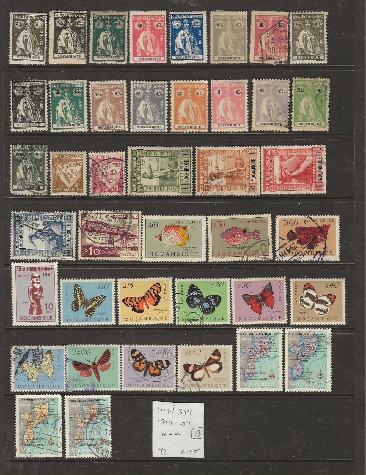 MOZAMBIQUE...Sc #149/394...M & U...1914/54...41 Different