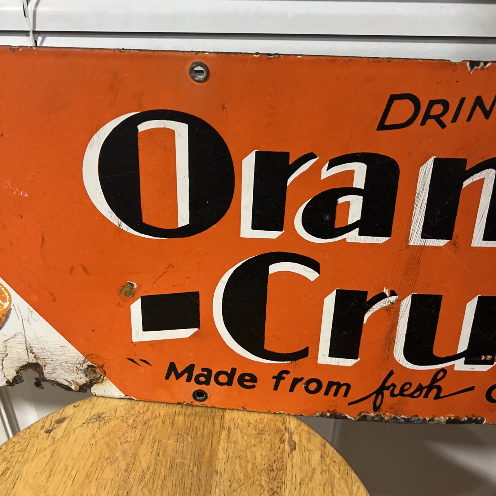 VINTAGE ORANGE CRUSH SODA PORCELAIN SIGN 30” x 10”
