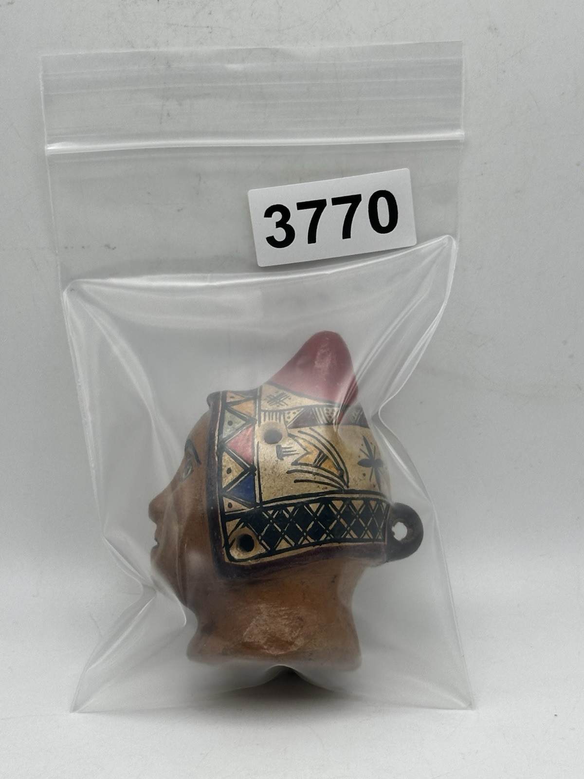 Peruvian Flute Whistle Pendant Musical Instrument Head Design Hand Made