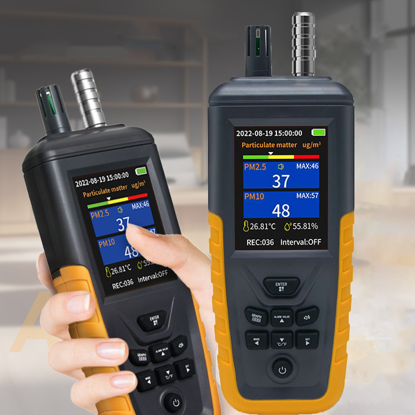 Air Quality Monitor, PM0.3/2.5/10 Dust Particle Counter, High Sensitivity 3-Chan