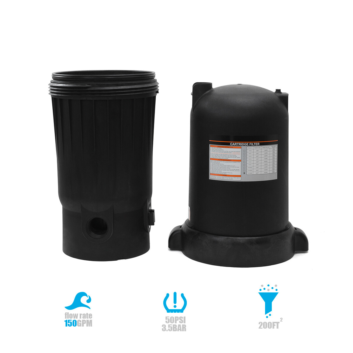 XtremepowerUS 200 sq. ft. In-Ground Easy Clean Pool Cartridge Filter with Tank