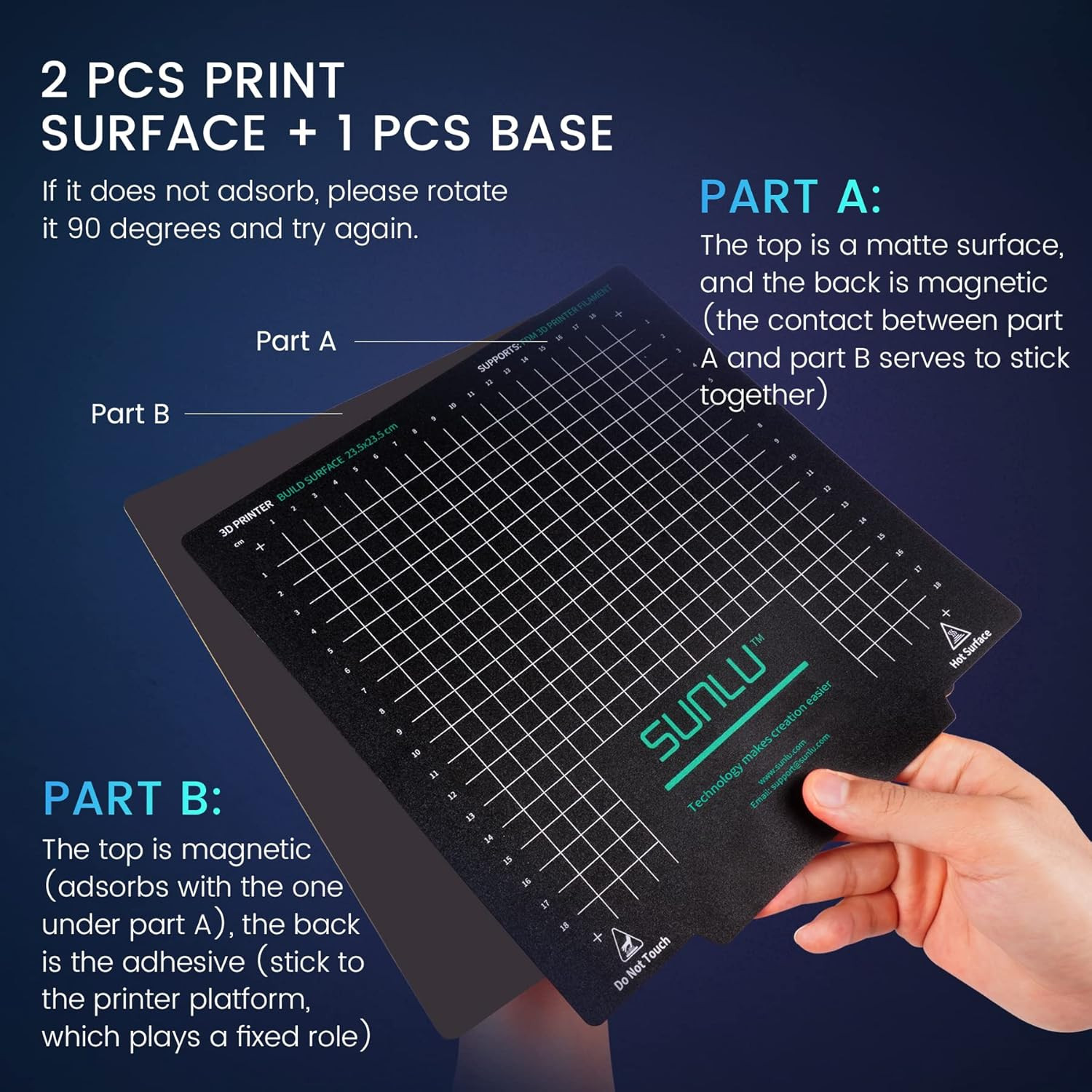 Sunlu 3D Printer Flexible Removable Magnetic Build Plate Heated Bed 235X235MM