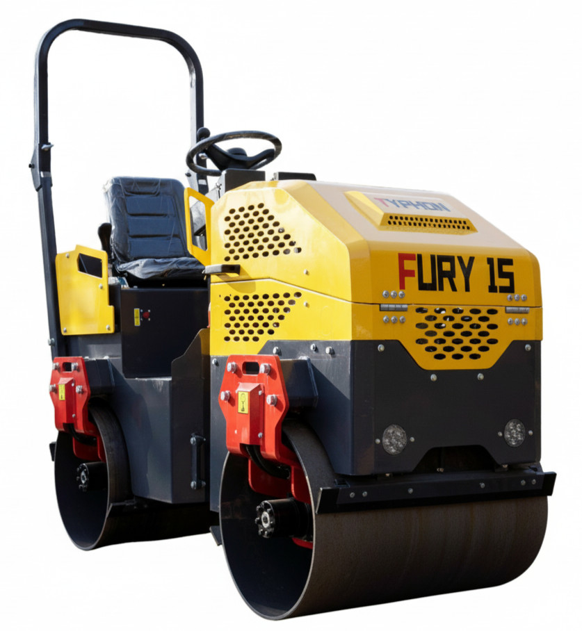 TYPHON FURY 15 Mini Road Roller 1.5Ton 13.5 hp B&S Gas Engine Hydraulic Steering
