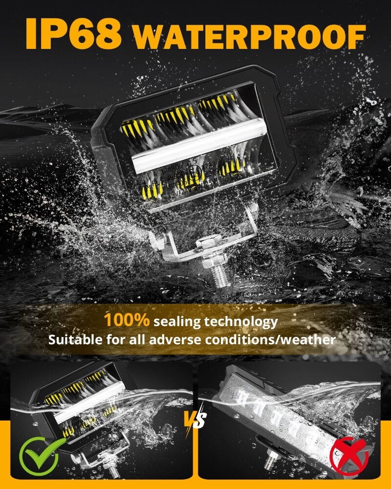 Auxbeam 4.5In LED Driving Light Pods White DRL/Amber Turn Signal Light &Harness