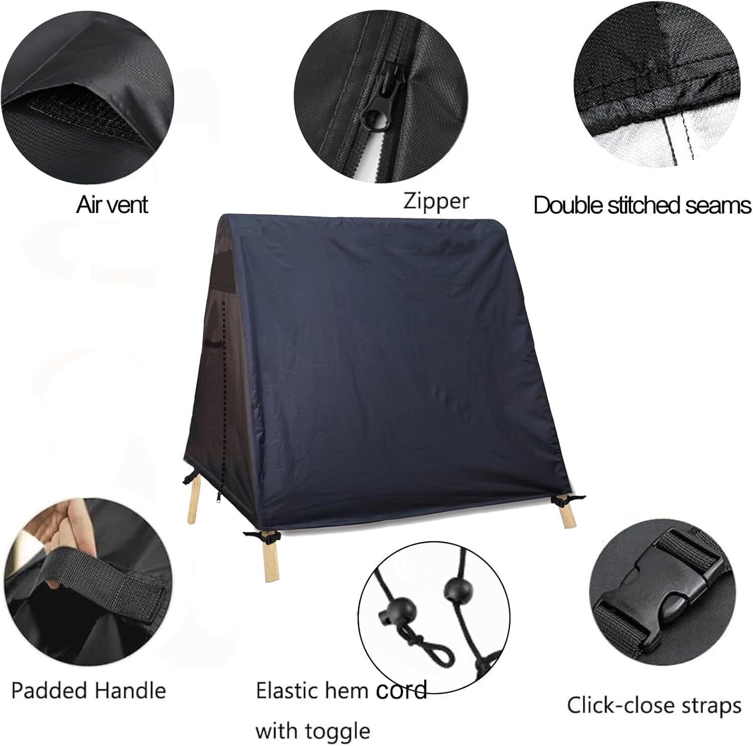 420D Oxford Cloth A Frame Patio Swings Cover UV Resistant 72 x 55 x 67 inch