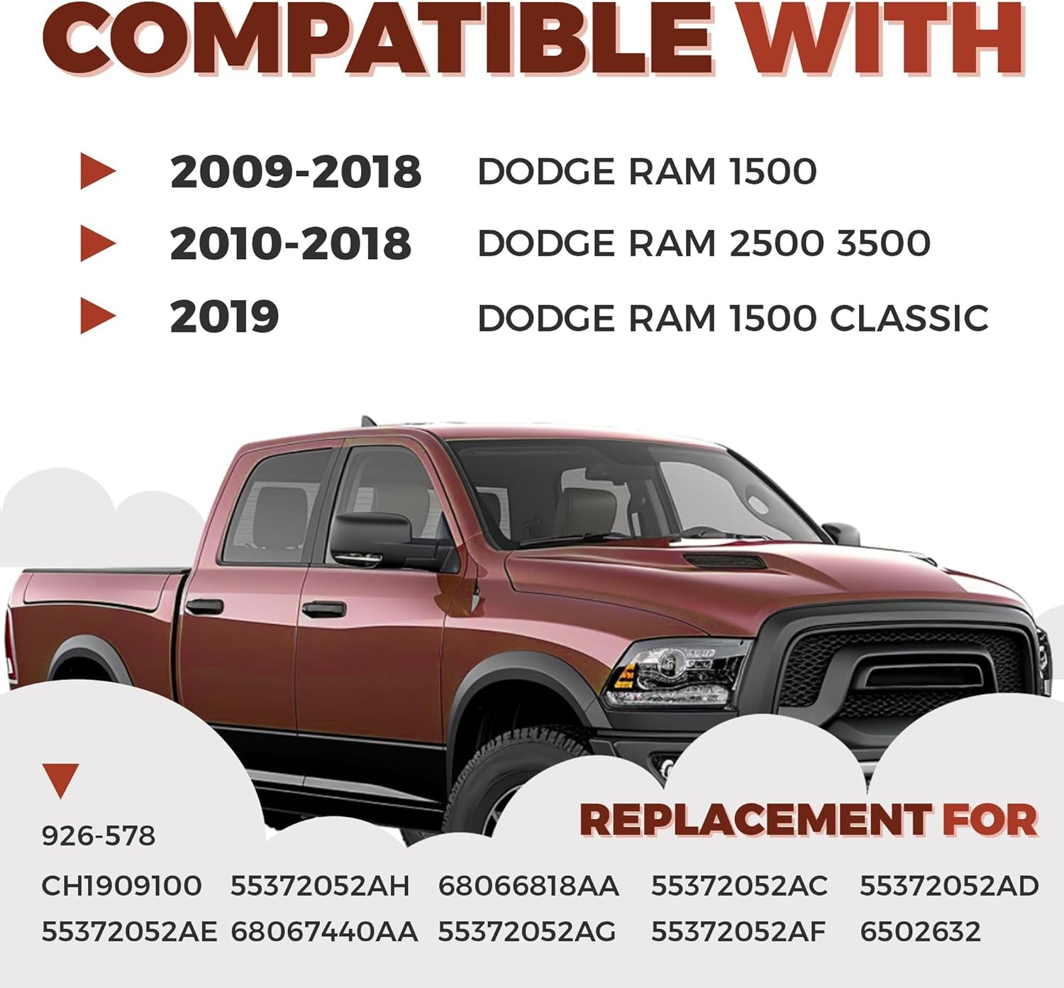 Tailgate Cover Molding Top Cap Protector Spoiler for 2009-2018 Dodge Ram Pickup