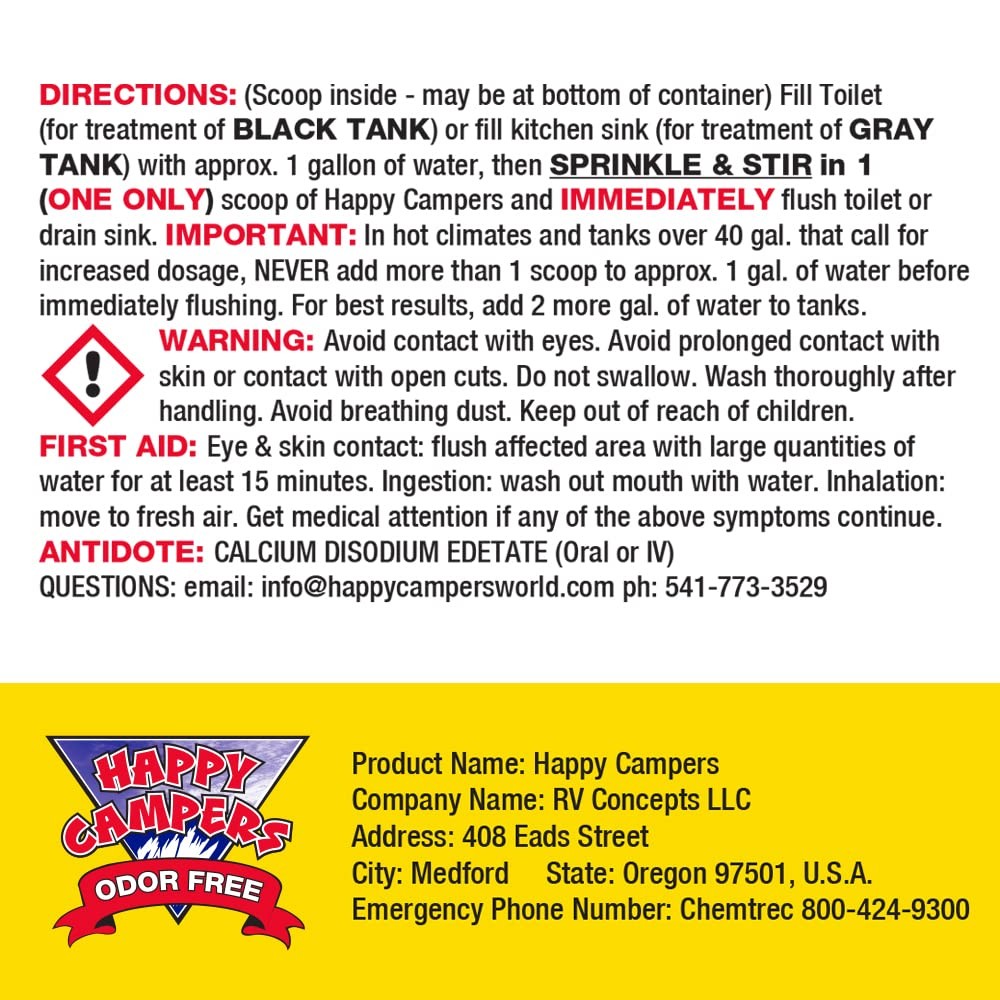 HAPPY CAMPERS RV Holding Tank Treatment - 18 Treatments
