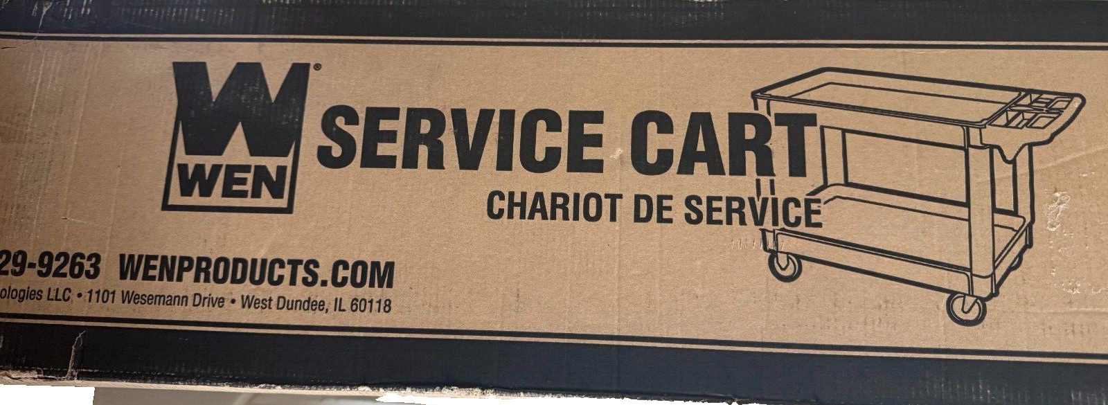 WEN Utility Tool Cart 17" x 33.5" Tool Storage w/ 2-Shelves 500 lb Capacity Gray