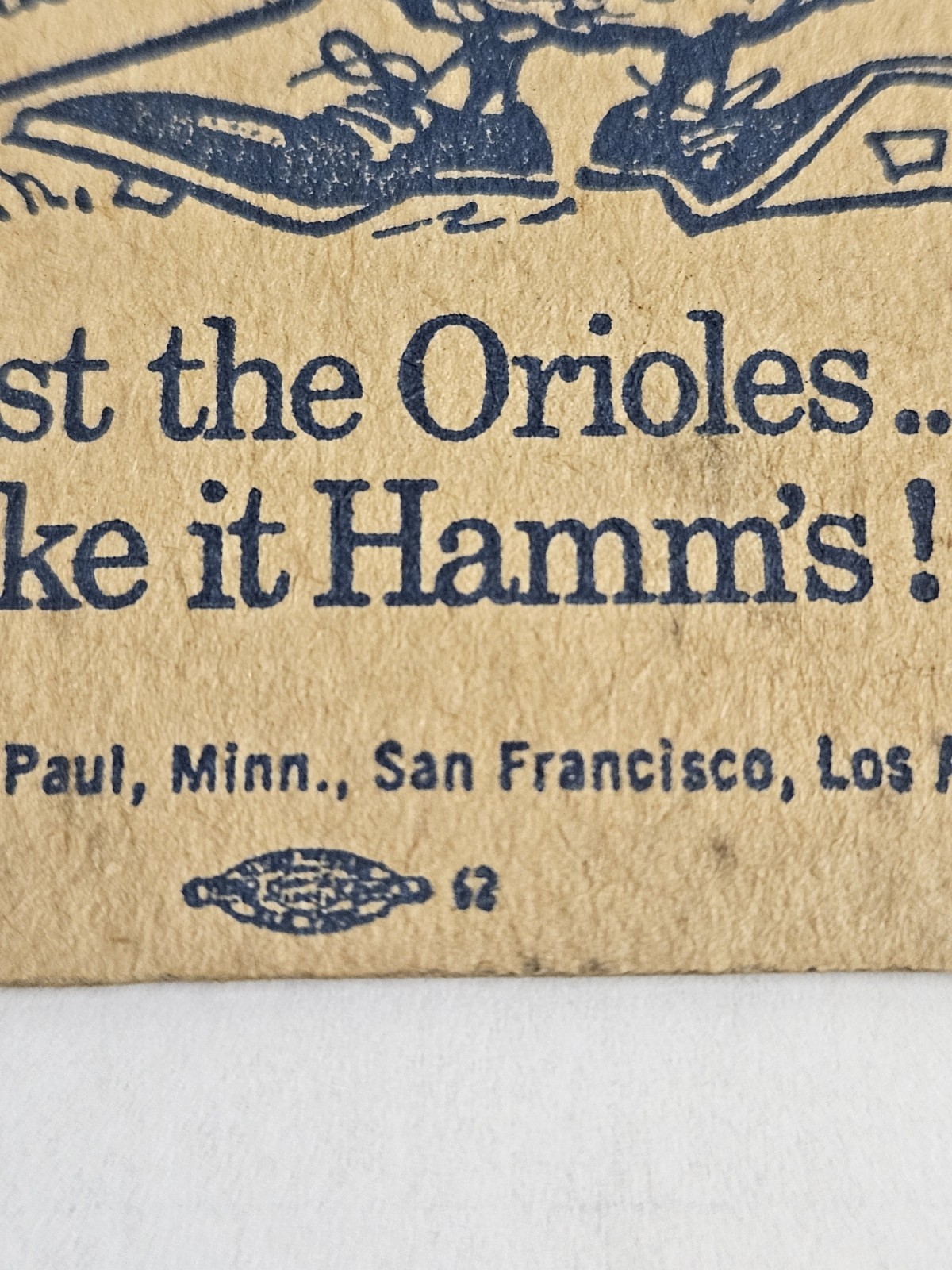 1962 Hamm’s Beer Coaster Baltimore Orioles Baseball TV Radio Bear & Bird Mascots