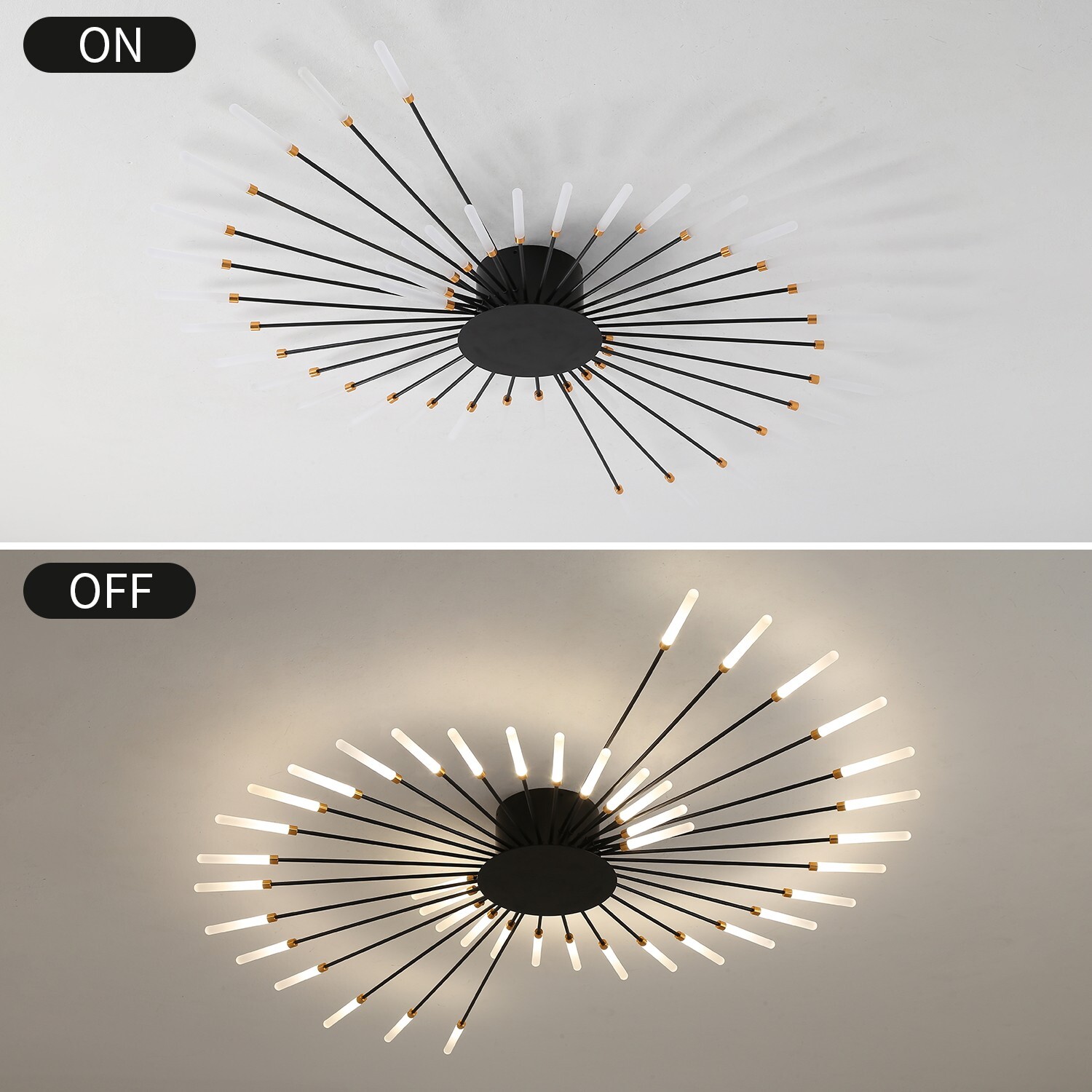 42-Light Fireworks Ceiling Light Modern LED Flush Mount Dimmable APP Remote
