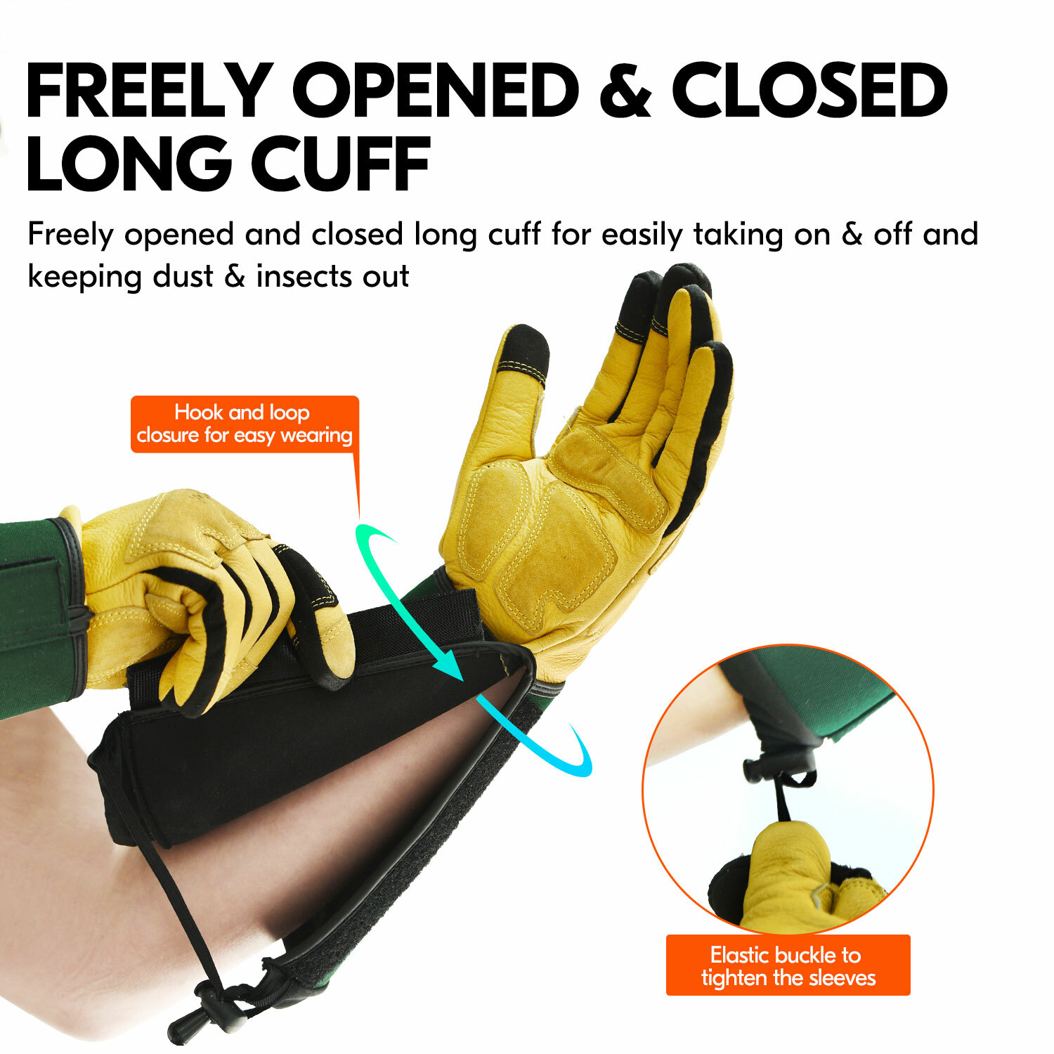 Vgo 1Pair Extra-Long Cuff Gardening Gloves, Puncture-proof Work Gloves(CA7472)