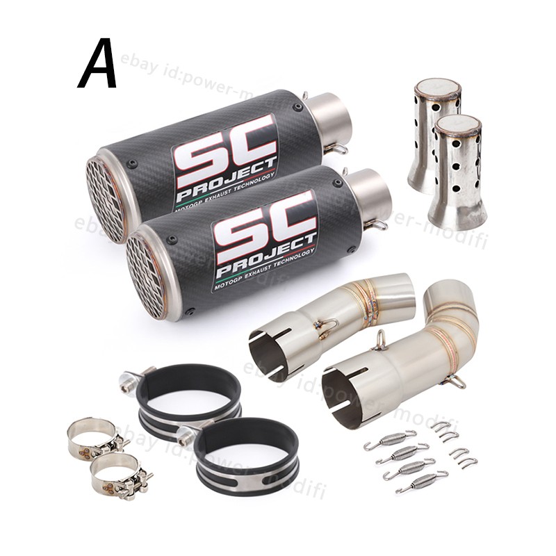 For Ducati 848 1098 1198 Exhaust Tip Mid Pipe Carbon Muffler Slip On 51MM System