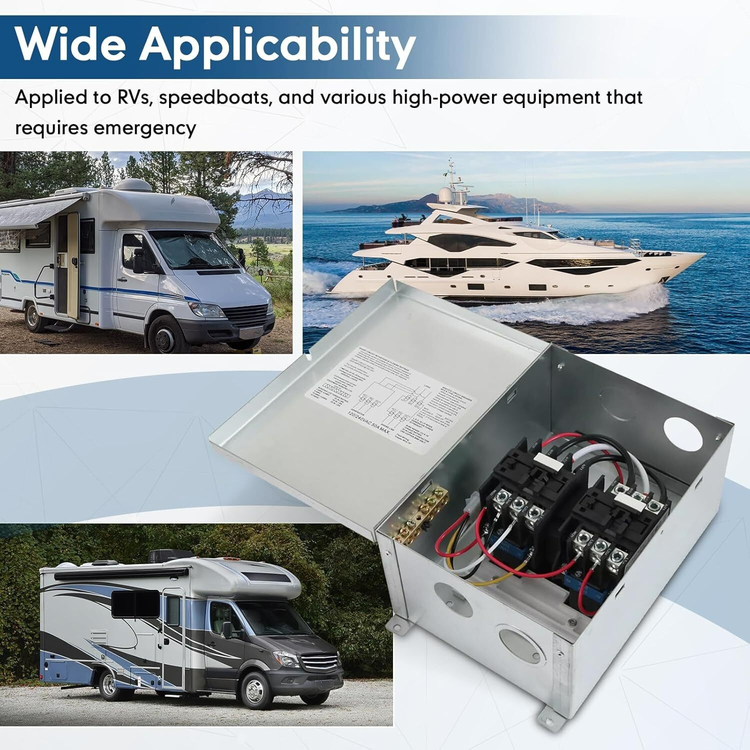 PD52 50 AMP Automatic Transfer Switch for RV, Speedboats 120/240 VAC, 50 Amp