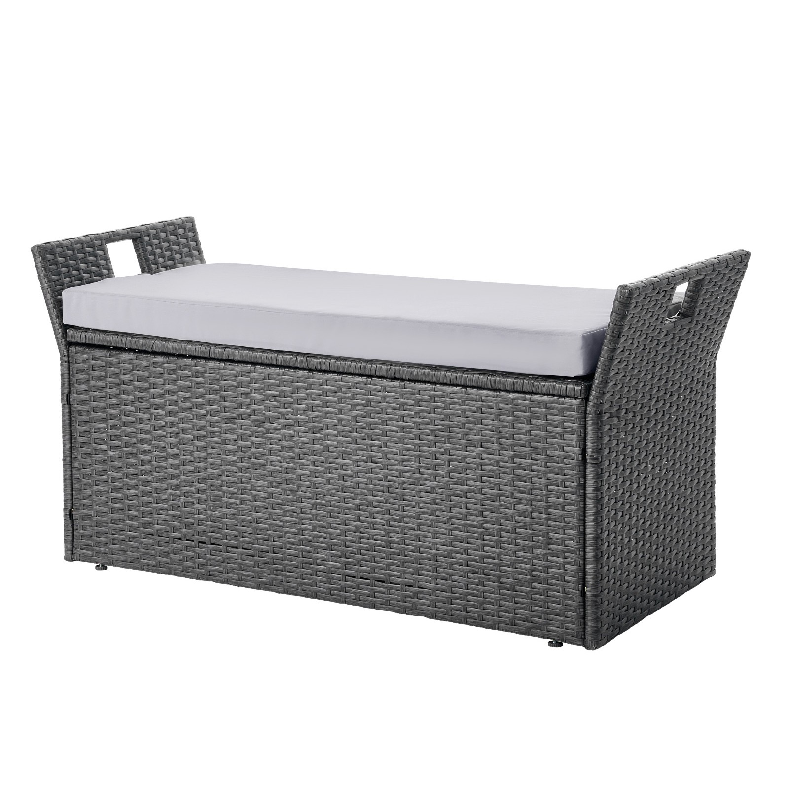 Outdoor Storage Bench PE Rattan 40Gal Deck Box Waterproof Outdoor Seat & Storage