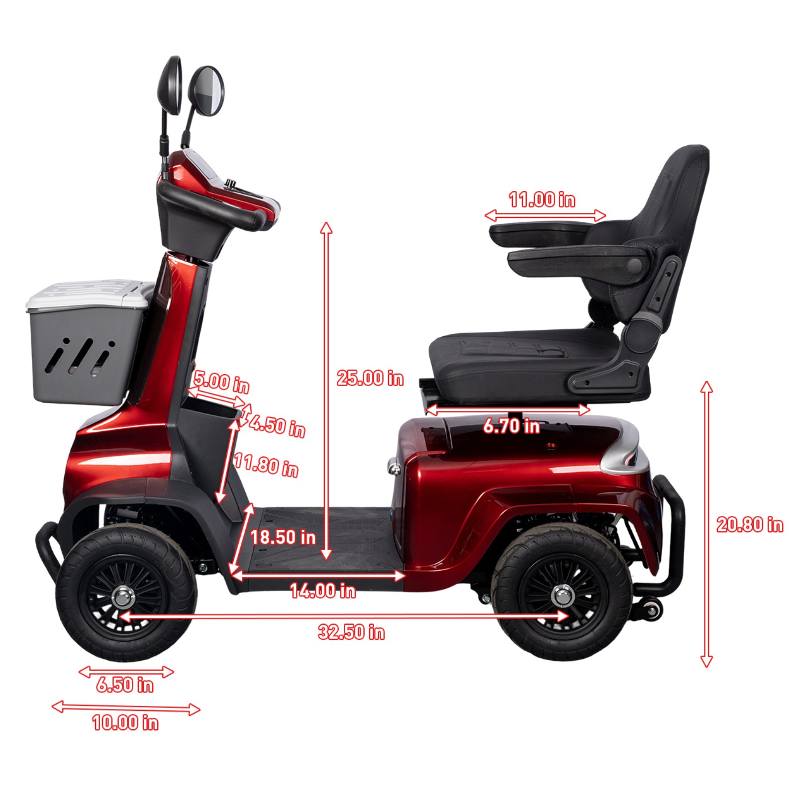 Heavy Duty 4 Wheel Mobility Scooters 8V 20Ah for Seniors & Adults 500lbs Load 4
