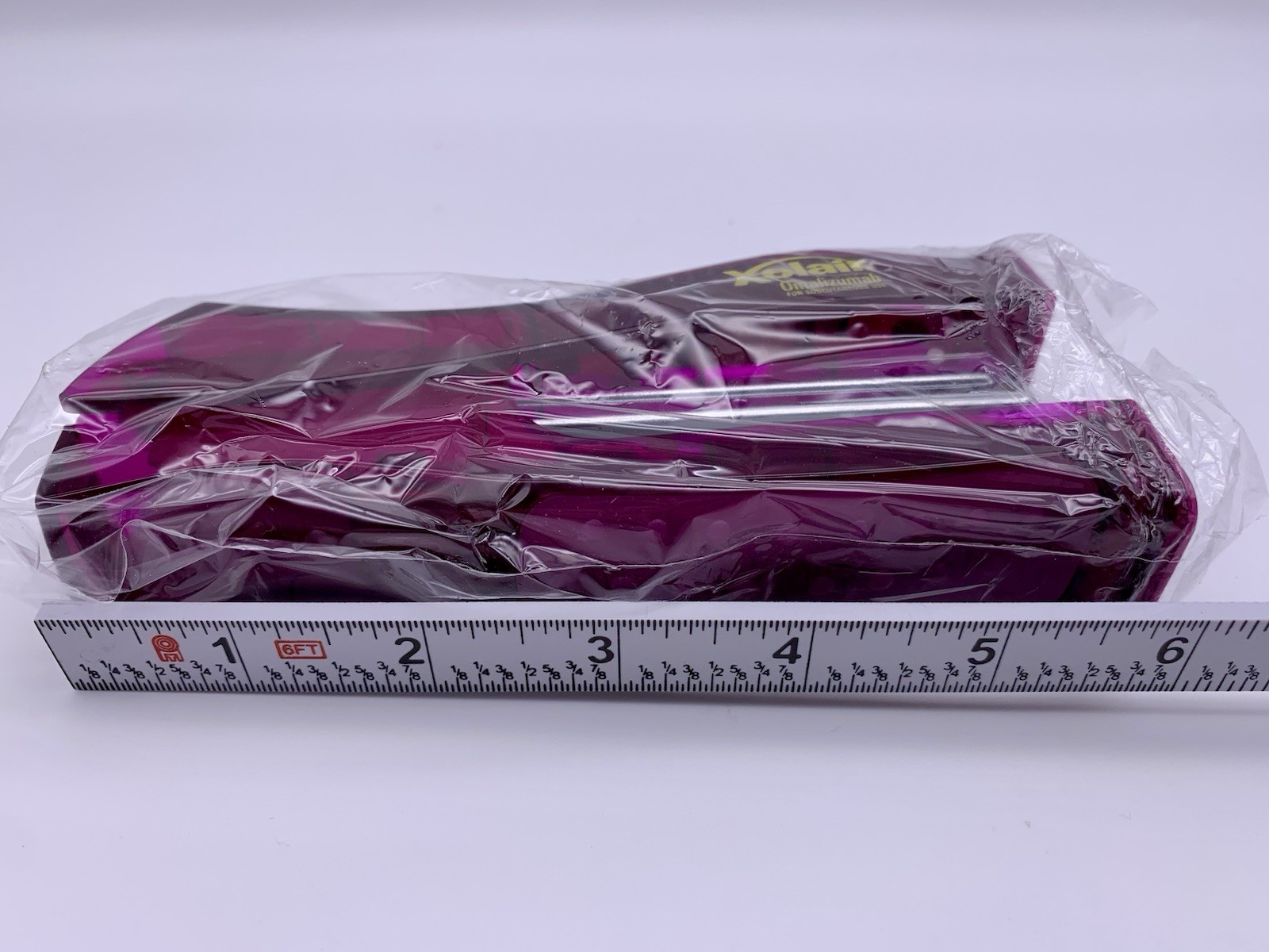 Vtg New in Box Xolair Purple Stapler Logo Both Sides, 6" Upright Pharma Drug Rep